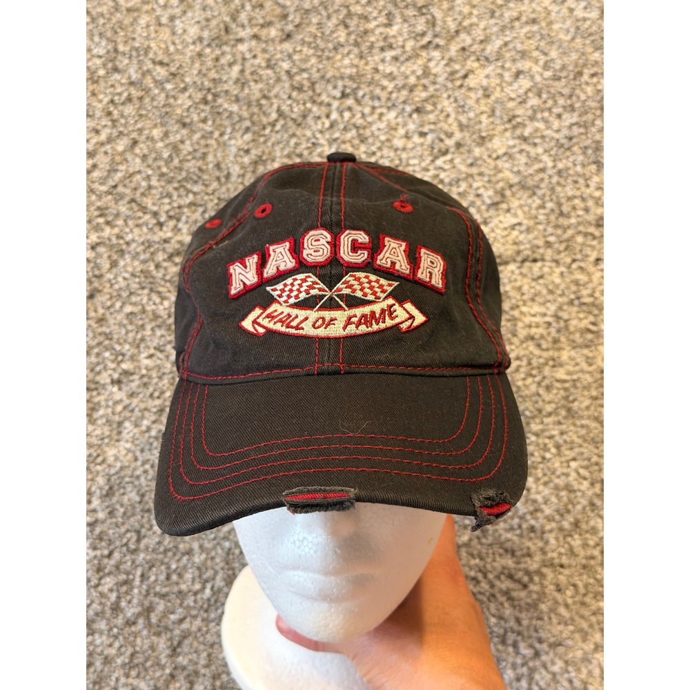 Chase Authentics Hat Mens OSFM Black NASCAR Hall of Fame Distressed Baseball Cap